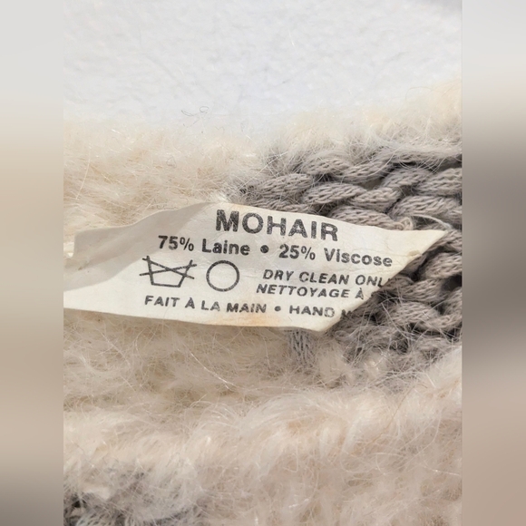 Large vintage mohair hand knit sweater mauve and ivory retro sweater womens - Picture 8 of 8